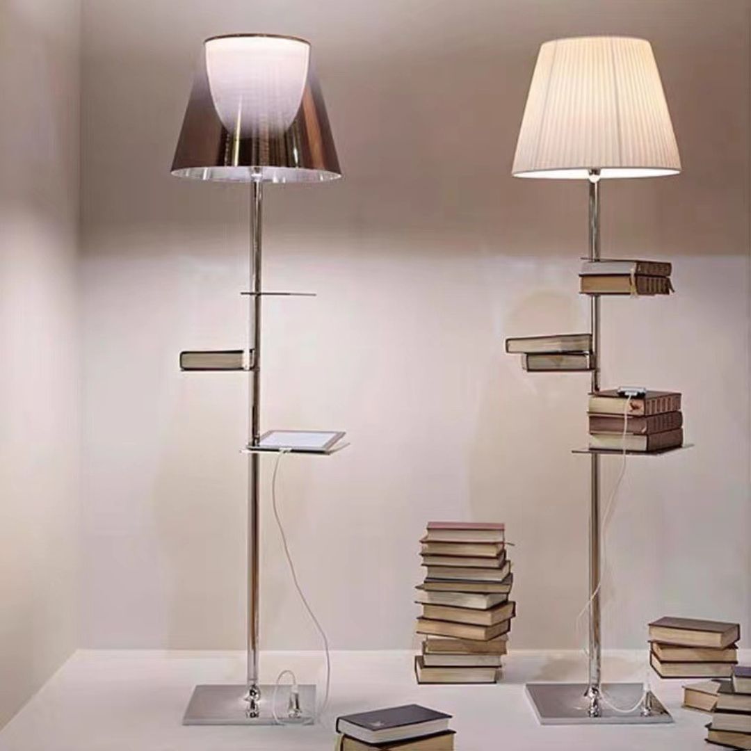 Đèn Sàn Acrylic Kết Hợp Kệ Sách Tiện Dụng Thiết Kế Phong Cách Ý Phòng Khách, Phòng Ngủ