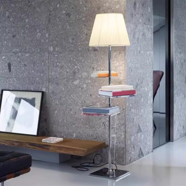 Đèn Sàn Acrylic Kết Hợp Kệ Sách Tiện Dụng Thiết Kế Phong Cách Ý Phòng Khách, Phòng Ngủ