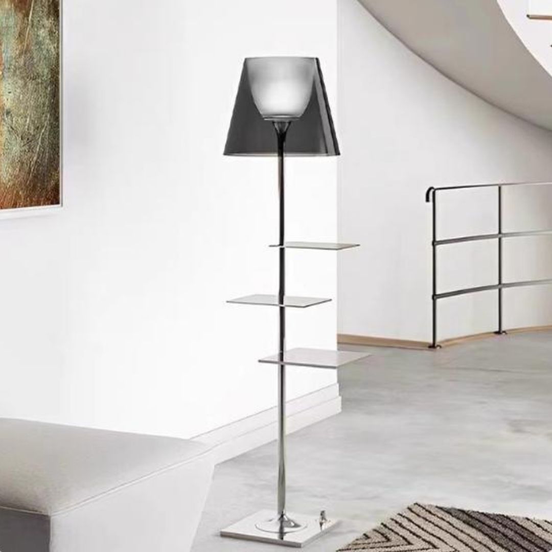 Đèn Sàn Acrylic Kết Hợp Kệ Sách Tiện Dụng Thiết Kế Phong Cách Ý Phòng Khách, Phòng Ngủ