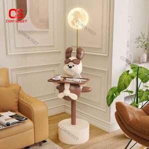 Đèn Sàn Cún Con Hoạt Hình Dễ Thương Kèm Kệ Để Đồ Có 3 Chế Độ Sáng Cho Phòng Ngủ