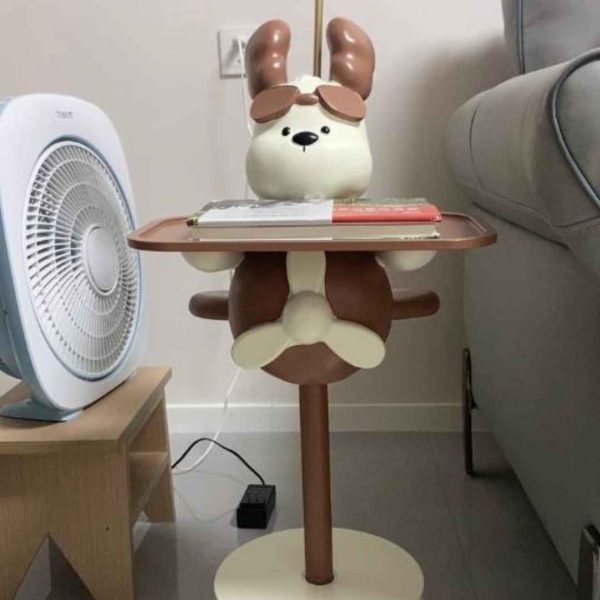 Đèn Sàn Cún Con Hoạt Hình Dễ Thương Kèm Kệ Để Đồ Có 3 Chế Độ Sáng Cho Phòng Ngủ
