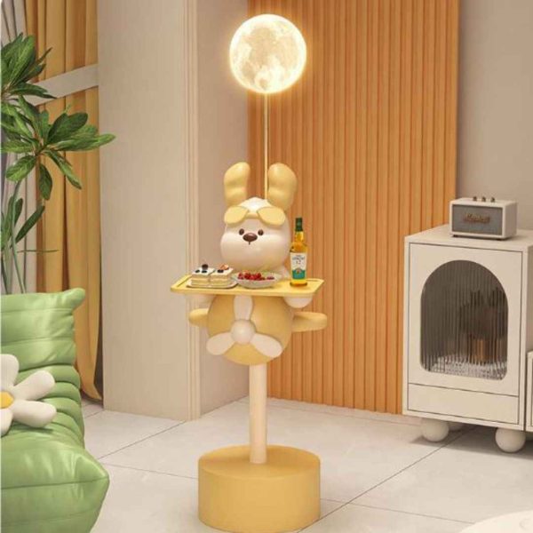 Đèn Sàn Cún Con Hoạt Hình Dễ Thương Kèm Kệ Để Đồ Có 3 Chế Độ Sáng Cho Phòng Ngủ