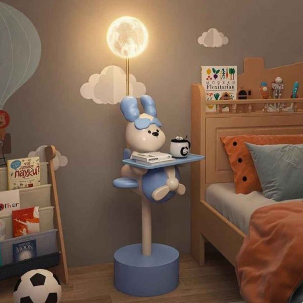 Đèn Sàn Cún Con Hoạt Hình Dễ Thương Kèm Kệ Để Đồ Có 3 Chế Độ Sáng Cho Phòng Ngủ