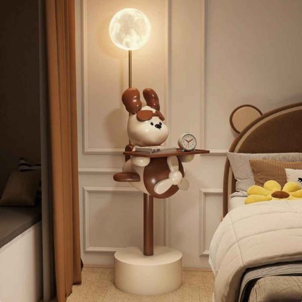Đèn Sàn Cún Con Hoạt Hình Dễ Thương Kèm Kệ Để Đồ Có 3 Chế Độ Sáng Cho Phòng Ngủ