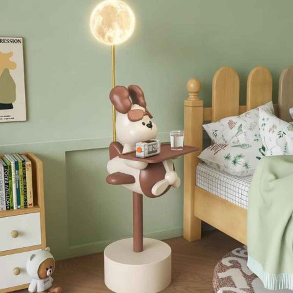 Đèn Sàn Cún Con Hoạt Hình Dễ Thương Kèm Kệ Để Đồ Có 3 Chế Độ Sáng Cho Phòng Ngủ