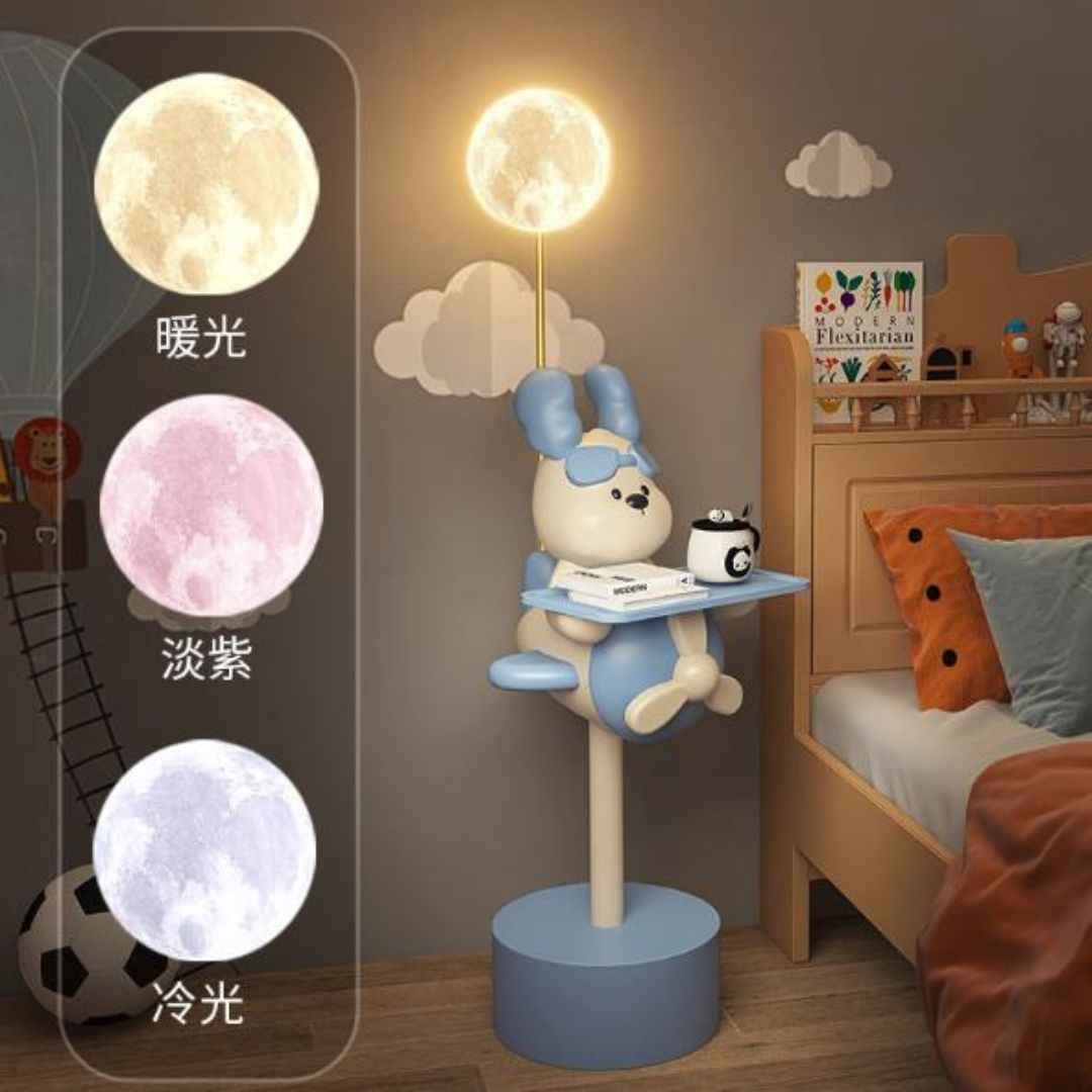 Đèn Sàn Cún Con Hoạt Hình Dễ Thương Kèm Kệ Để Đồ Có 3 Chế Độ Sáng Cho Phòng Ngủ