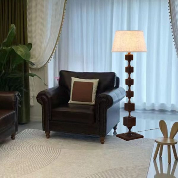 Đèn Sàn Gỗ Cổ Điển Khối Lập Phương Pháp Thời Trung Cổ Decor Sofa Phòng Khách