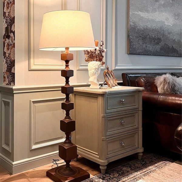 Đèn Sàn Gỗ Cổ Điển Khối Lập Phương Pháp Thời Trung Cổ Decor Sofa Phòng Khách