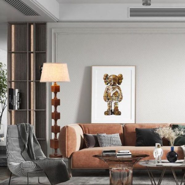 Đèn Sàn Gỗ Cổ Điển Khối Lập Phương Pháp Thời Trung Cổ Decor Sofa Phòng Khách