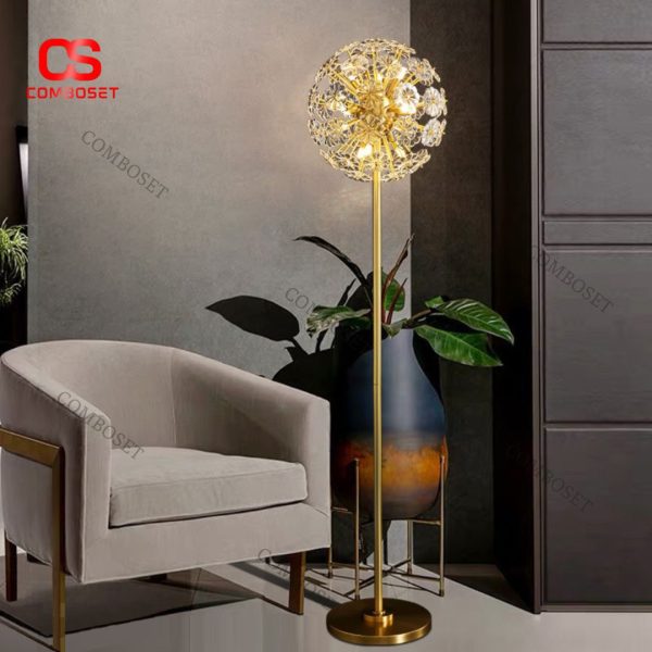 Đèn Sàn Hoa Bồ Công Anh Pha Lê Lấp Lánh 3 Chế Độ Sáng Decor Phòng Khách, Phòng Ngủ Ấm Áp