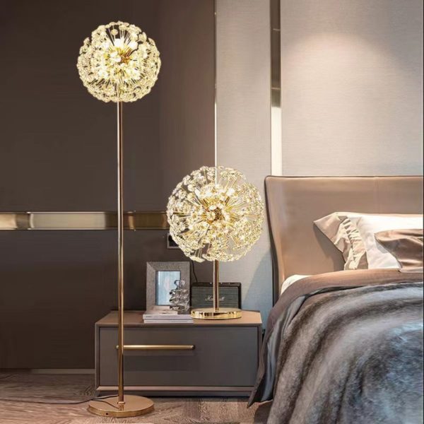 Đèn Sàn Hoa Bồ Công Anh Pha Lê Lấp Lánh 3 Chế Độ Sáng Decor Phòng Khách, Phòng Ngủ Ấm Áp