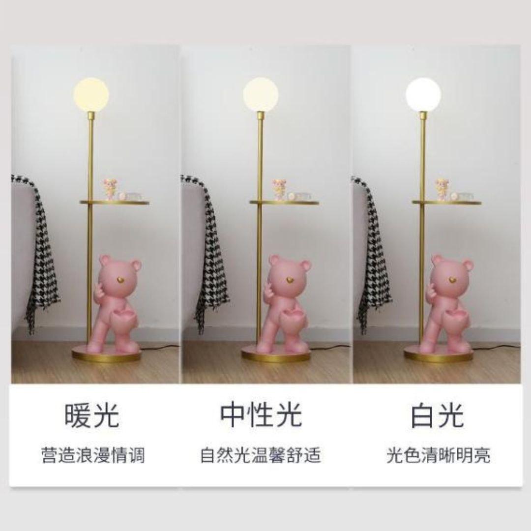 Đèn Sàn Hoạt Hình Gấu Trắng Hồng Ngộ Nghĩnh 3 Chế Độ Sáng Trang Hoàng Phòng Ngủ Cho Bé
