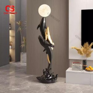 Đèn Sàn Mô Phỏng 3 Cá Voi Lớn Nghệ Thuật Làm Quà Tặng Tân Gia, Phong Thuỷ