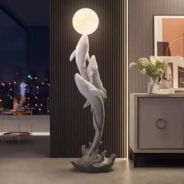 Đèn Sàn Mô Phỏng 3 Cá Voi Lớn Nghệ Thuật Làm Quà Tặng Tân Gia, Phong Thuỷ