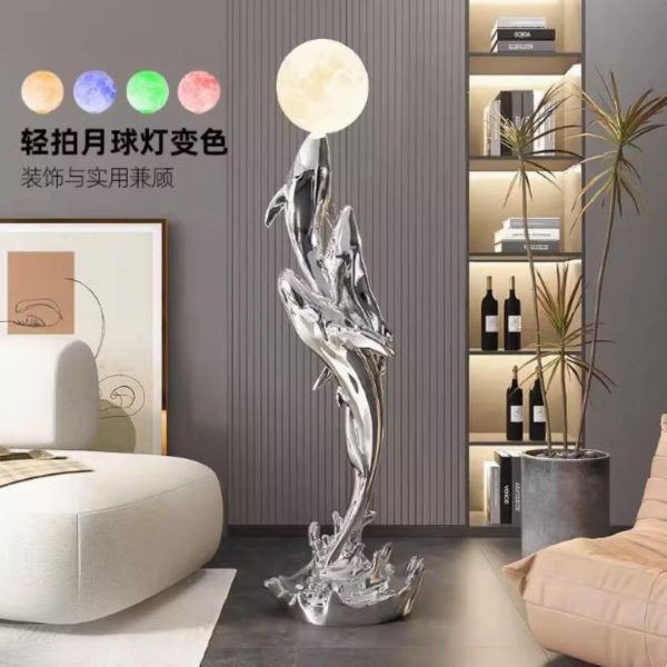 Đèn Sàn Mô Phỏng 3 Cá Voi Lớn Nghệ Thuật Làm Quà Tặng Tân Gia, Phong Thuỷ