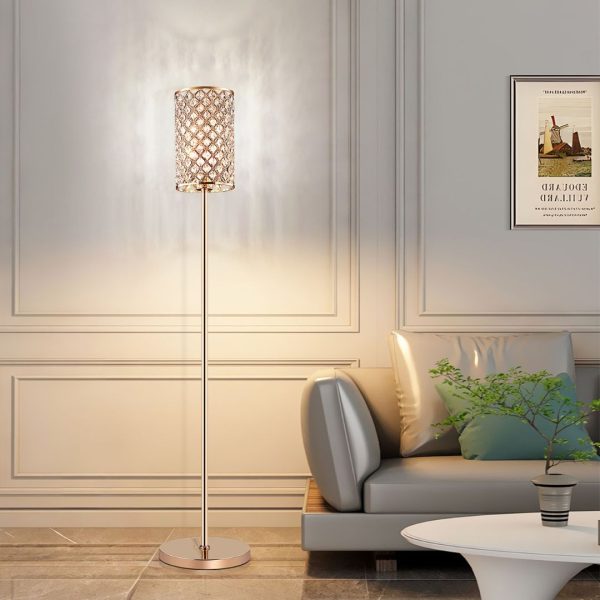 Đèn Sàn Sắt Mạ Vàng Pha Lê Nghệ Thuật Phong Cách Thượng Lưu Decor Phòng Khách Phòng Ngủ