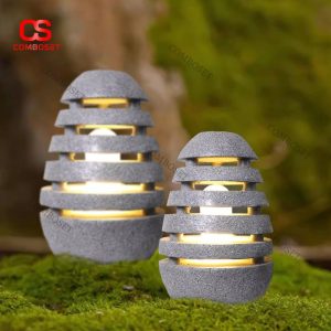 Đèn Sân Vườn Hình Quả Trứng Mô Phỏng Đá Chống Nước Decor Bãi Cỏ, Lối Đi Ban Công