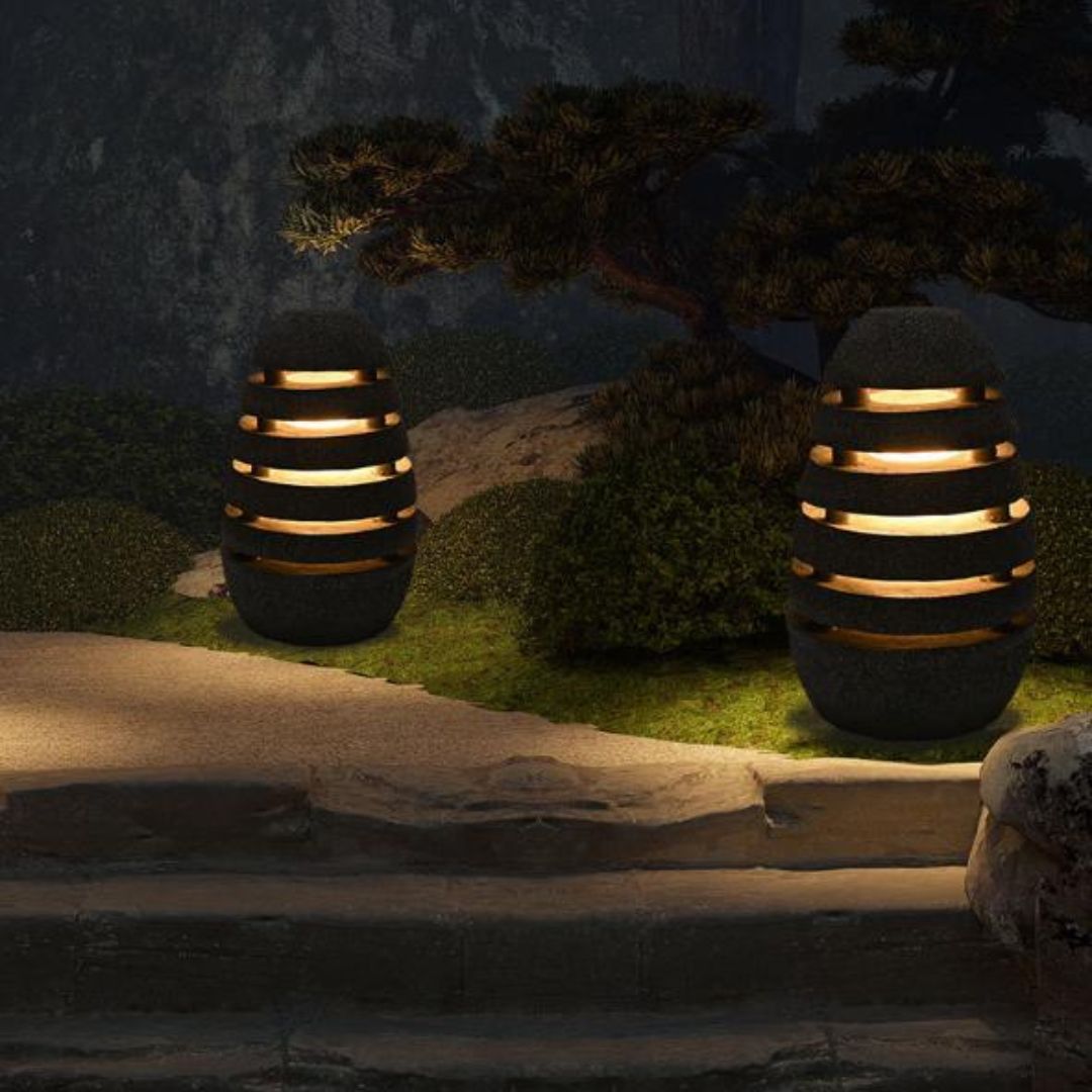 Đèn Sân Vườn Hình Quả Trứng Mô Phỏng Đá Chống Nước Decor Bãi Cỏ, Lối Đi Ban Công