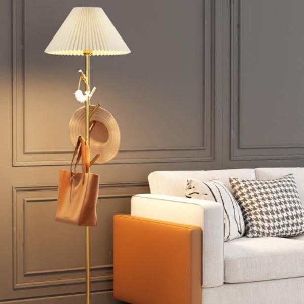 Đèn Sàn Xếp Ly Kết Hợp Móc Treo Đồ Tiện Lợi Cho Phòng Khách, Phòng Ngủ Retro Mỹ
