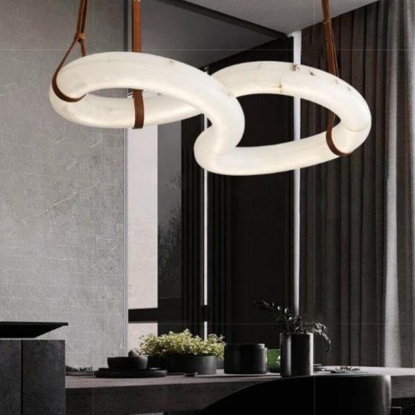 Đèn Thả Dây Da Đá Cẩm Thạch Sang Trọng Trang Trí Phòng Khách Biệt Thự Bắc Âu