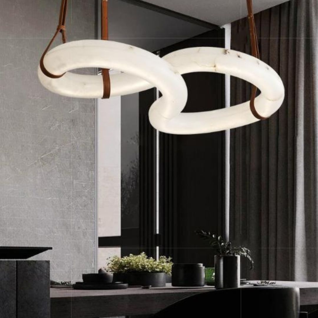 Đèn Thả Dây Da Đá Cẩm Thạch Sang Trọng Trang Trí Phòng Khách Biệt Thự Bắc Âu