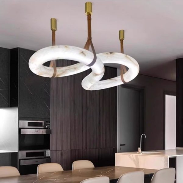 Đèn Thả Dây Da Đá Cẩm Thạch Sang Trọng Trang Trí Phòng Khách Biệt Thự Bắc Âu