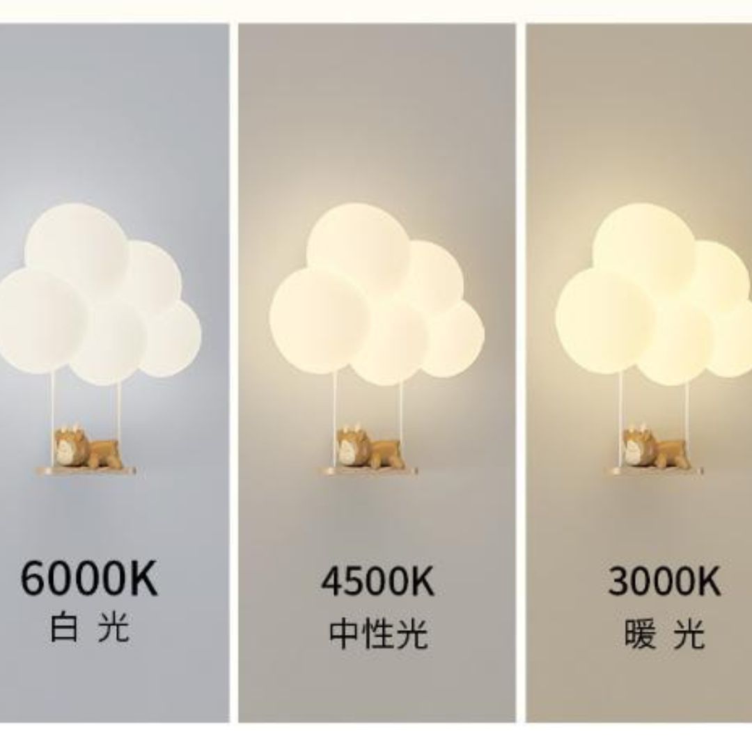 Đèn Tường Đám Mây Chú Khỉ Hoạt Hình Vui Nhộn, 3 Chế Độ Sáng Bảo Vệ Mắt Cho Trẻ