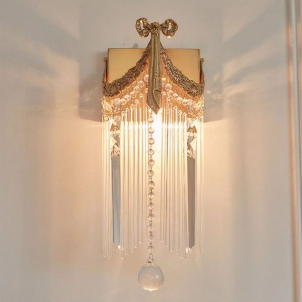 Đèn Tường Đồng Pha Lê Hoàng Gia Vintage Phong Cách Pháp Decor Phòng Khách Sang Trọng