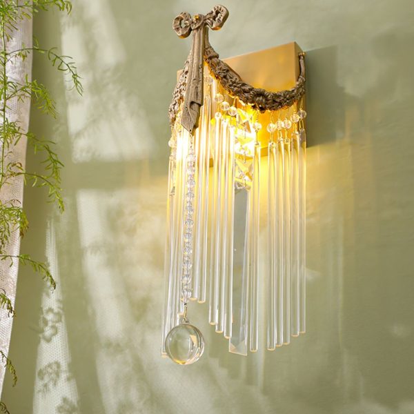 Đèn Tường Đồng Pha Lê Hoàng Gia Vintage Phong Cách Pháp Decor Phòng Khách Sang Trọng