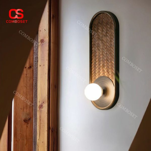 Đèn Tường Gỗ Hình Bầu Dục Cổ Điển Retro Pháp Trang Hoàng Phòng Khách Phòng Ngủ