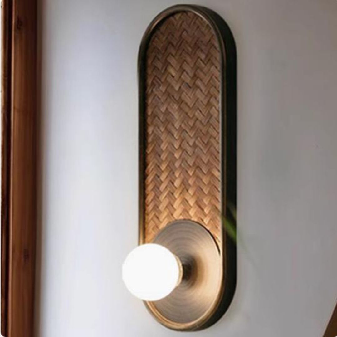 Đèn Tường Gỗ Hình Bầu Dục Cổ Điển Retro Pháp Trang Hoàng Phòng Khách Phòng Ngủ