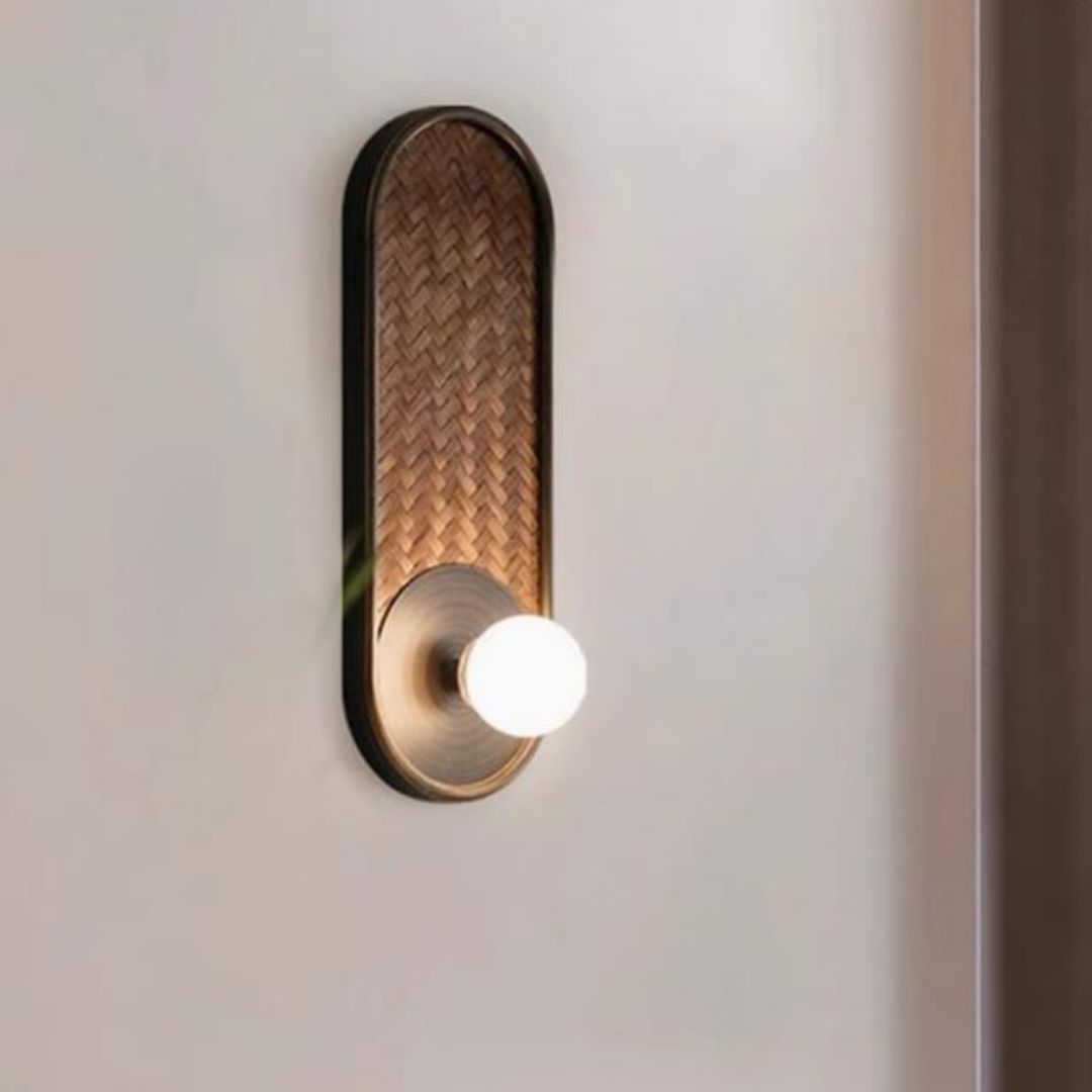 Đèn Tường Gỗ Hình Bầu Dục Cổ Điển Retro Pháp Trang Hoàng Phòng Khách Phòng Ngủ