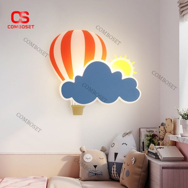 Đèn Tường Hình Khinh Khí Cầu Màu Sắc Hoạt Hình Decor Phòng Ngủ Cho Bé 2 Chế Độ Sáng