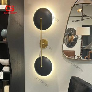 Đèn Tường Sắt Vàng Đen Nghệ Thuật Hình Học Decor Phòng Khách Sang Trọng