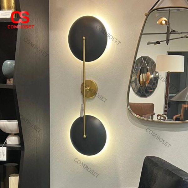 Đèn Tường Sắt Vàng Đen Nghệ Thuật Hình Học Decor Phòng Khách Sang Trọng