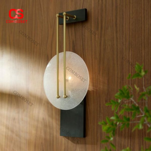 Đèn Tường Tròn Thuỷ Tinh Đồng Thau Sang Trọng Decor Phòng Khách Hiện Đại