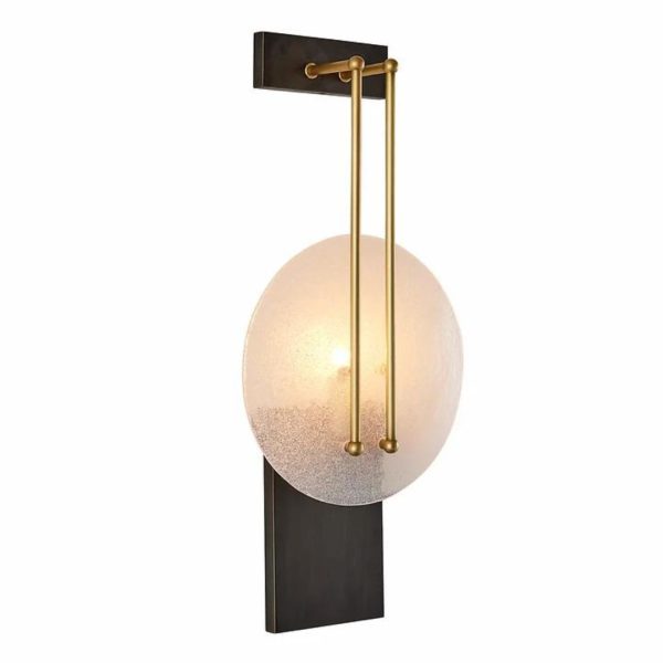 Đèn Tường Tròn Thuỷ Tinh Đồng Thau Sang Trọng Decor Phòng Khách Hiện Đại
