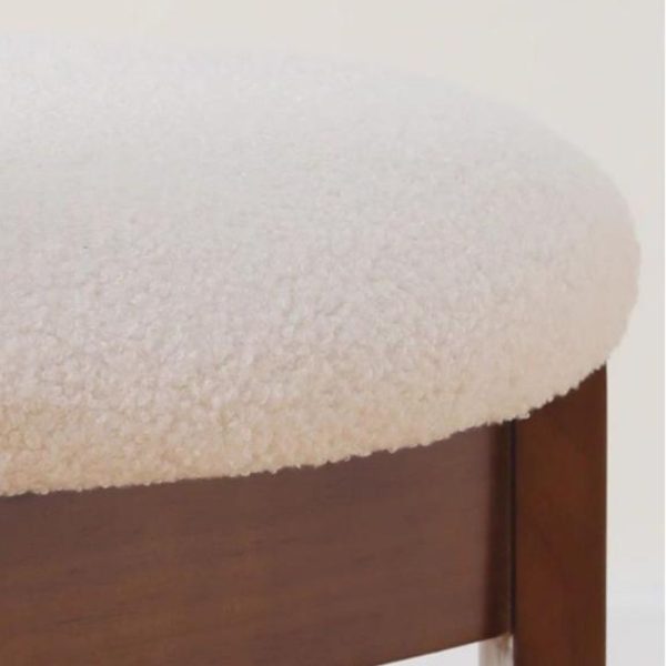 Ghế Ăn Gỗ Cổ Điển Vải Lông Cừu Thiết Kế Hình Tròn Độc Đáo Decor Phòng Khách, Phòng Bếp Màu Sắc