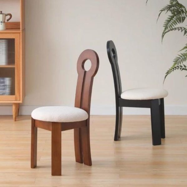 Ghế Ăn Gỗ Cổ Điển Vải Lông Cừu Thiết Kế Hình Tròn Độc Đáo Decor Phòng Khách, Phòng Bếp Màu Sắc