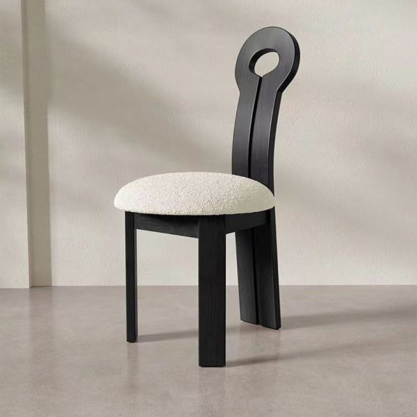 Ghế Ăn Gỗ Cổ Điển Vải Lông Cừu Thiết Kế Hình Tròn Độc Đáo Decor Phòng Khách, Phòng Bếp Màu Sắc