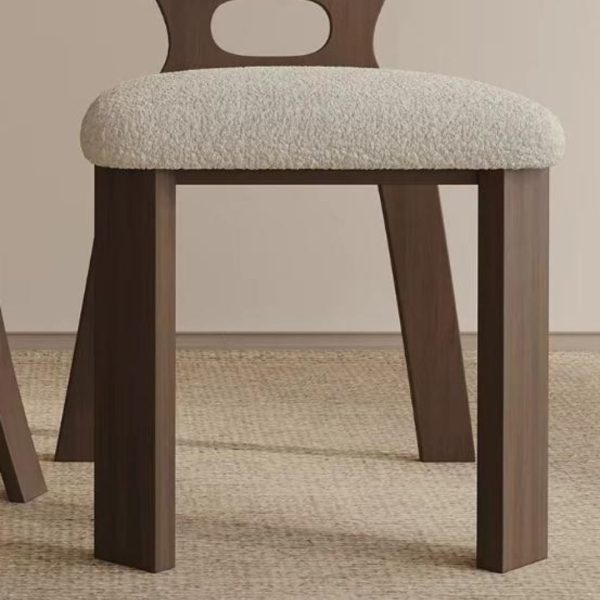 Ghế Ăn Gỗ Nguyên Khối Vải Cừu Mềm Mại Tựa Lưng Thiết Kế Hình Oval Độc Đáo Decor Không Gian Bếp
