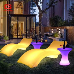 Ghế Dài Đèn LED Phát Sáng Chuyển Động 16 Màu Sắc Decor Hồ Bơi, Resort Khách Sạn Sang Trọng