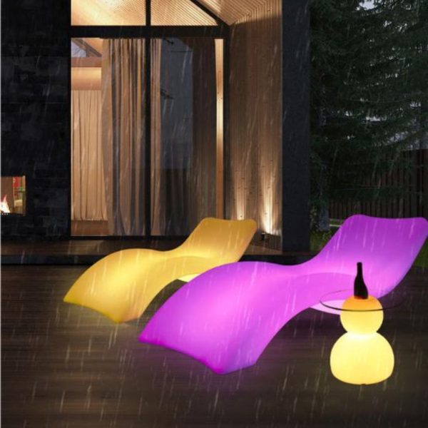 Ghế Dài Đèn LED Phát Sáng Chuyển Động 16 Màu Sắc Decor Hồ Bơi, Resort Khách Sạn Sang Trọng