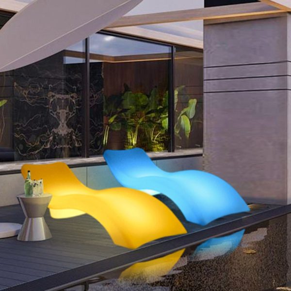 Ghế Dài Đèn LED Phát Sáng Chuyển Động 16 Màu Sắc Decor Hồ Bơi, Resort Khách Sạn Sang Trọng