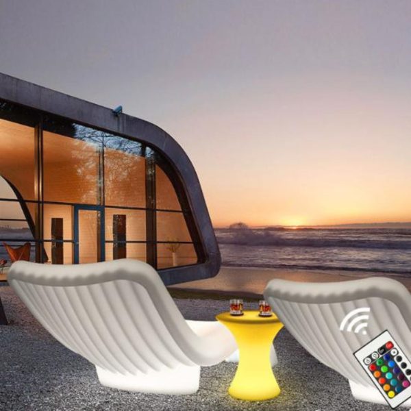 Ghế Dài Đèn LED Phát Sáng Chuyển Động 16 Màu Sắc Decor Hồ Bơi, Resort Khách Sạn Sang Trọng