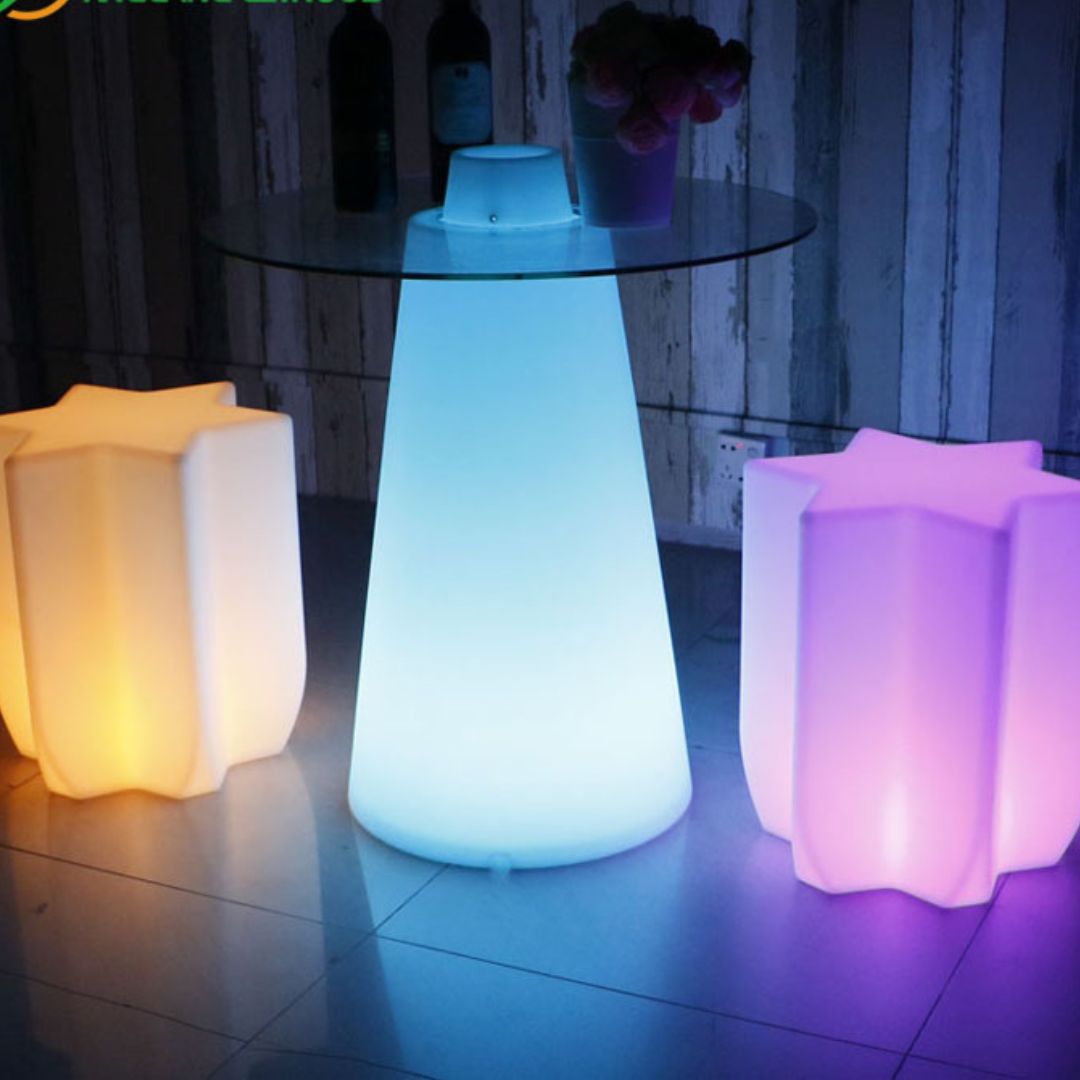 Ghế Đèn LED Hình Lục Giác Dạ Quang Phát Sáng Chống Thấm Trang Trí Quán Bar, Cafe Lung Linh
