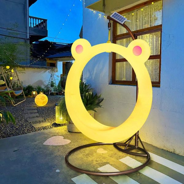 Xích Đu Đèn LED Thỏ Gấu Hoạt Hình Dễ Thương Chuyển Màu Đa Dạng Chống Thấm Tốt Sân Vườn
