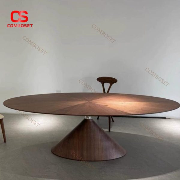 Bàn Gỗ Tròn Size Lớn 180cm Màu Óc Chó Thiết Kế Phong Cách Ý Tối Giản Sang Trọng Phòng Khách, Văn Phòng