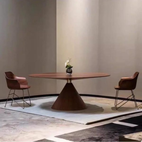 Bàn Gỗ Tròn Size Lớn 180cm Màu Óc Chó Thiết Kế Phong Cách Ý Tối Giản Sang Trọng Phòng Khách, Văn Phòng