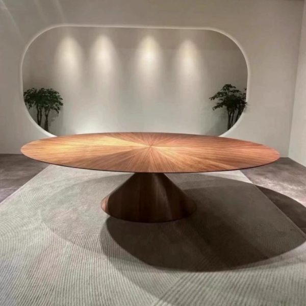 Bàn Gỗ Tròn Size Lớn 180cm Màu Óc Chó Thiết Kế Phong Cách Ý Tối Giản Sang Trọng Phòng Khách, Văn Phòng